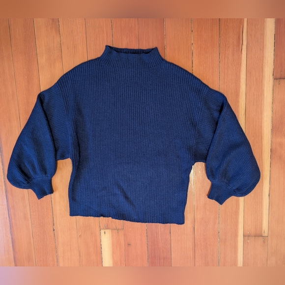 Line & Dot Revolve Bishop Sleeve Alder Sweater Ribbed Navy Blue Women’s Medium - Picture 2 of 5